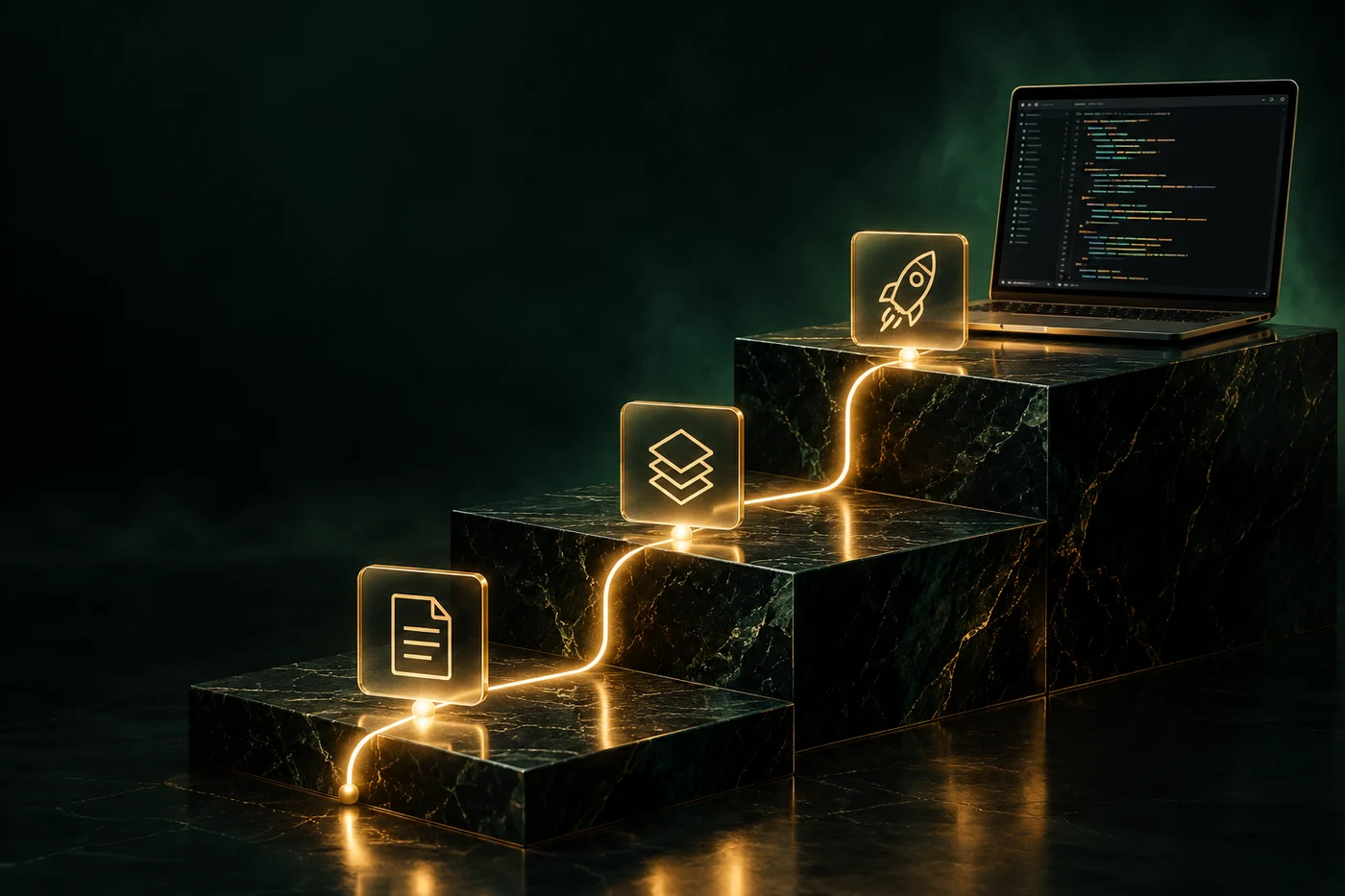 Development laptop and connected planning, building and launch stages