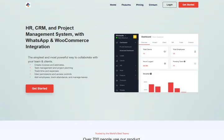 h9crm website homepage preview