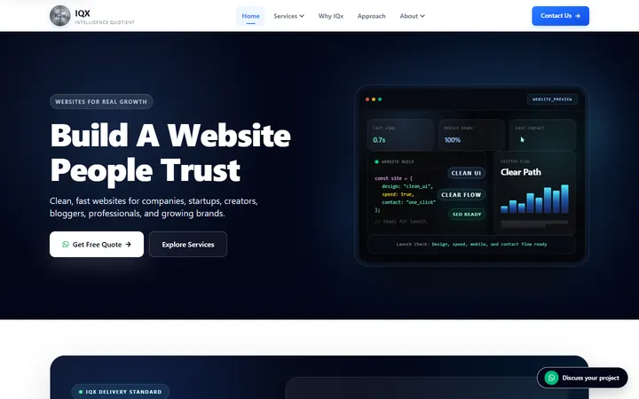 IQX Solutions website homepage preview