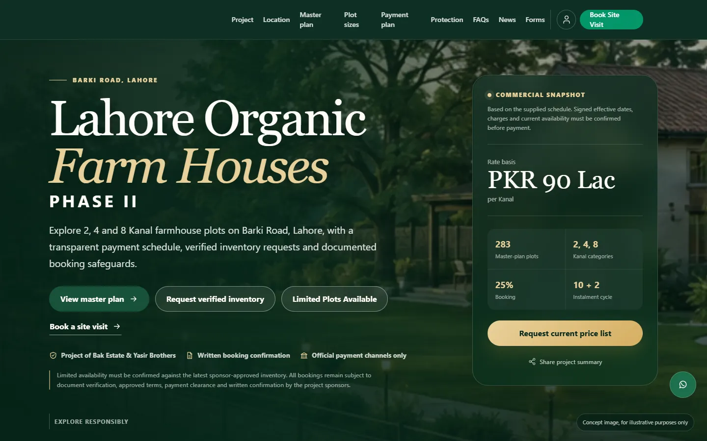 Lahore Organic Farm Houses Phase II website homepage preview