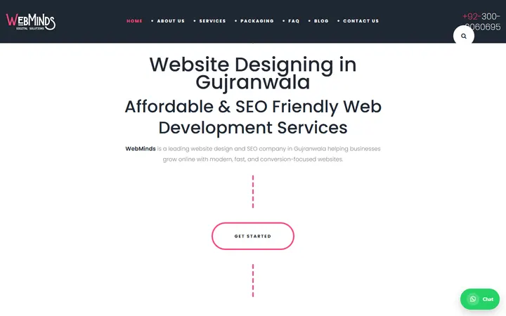 Webminds website homepage preview