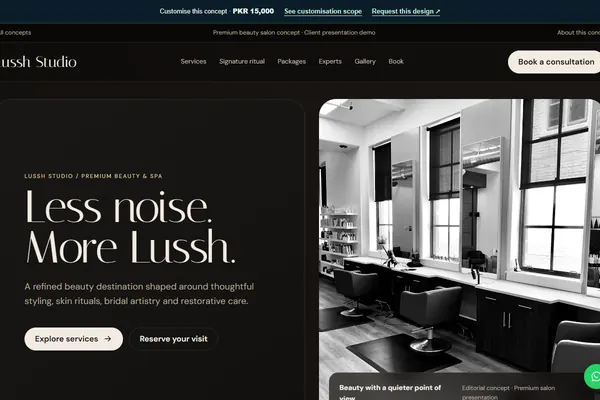 Lussh Studio beauty & wellness website design