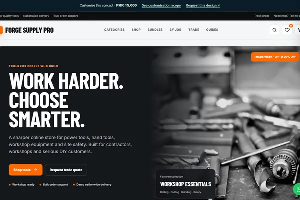 Forge Supply ecommerce website design