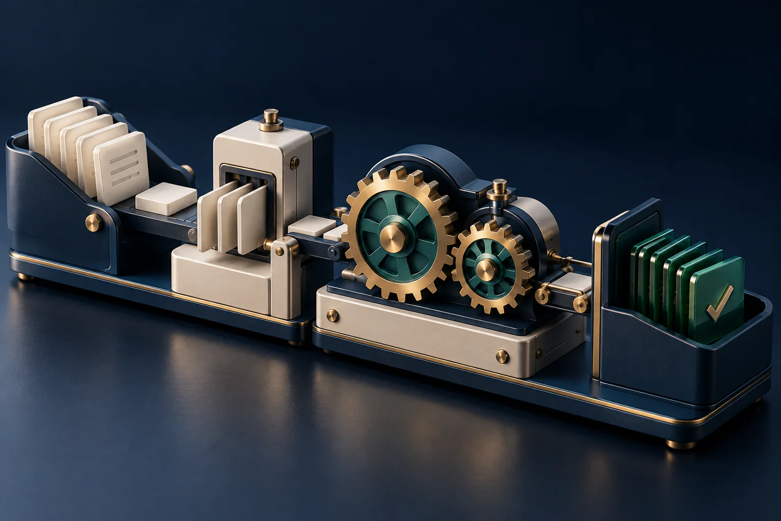 Connected workflow modules illustrating business process automation