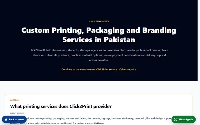 Click2print project website preview