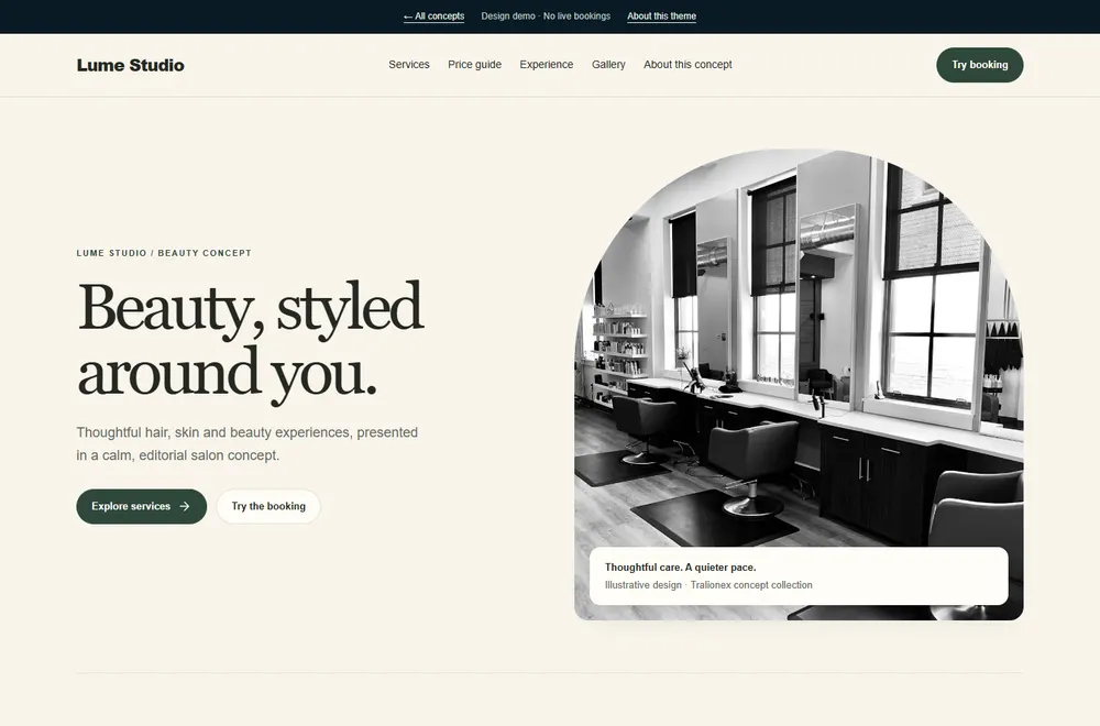 Lume Studio website concept preview