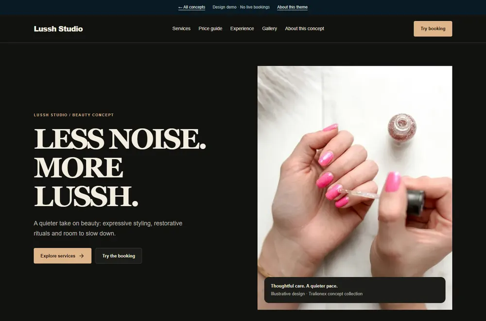 Lussh Studio website concept preview