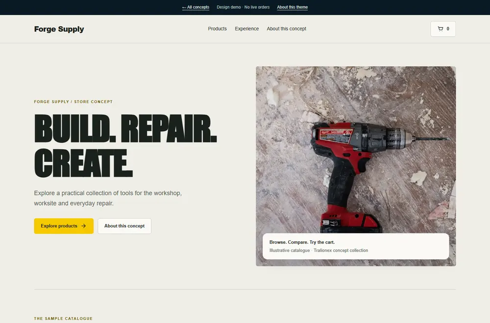Forge Supply website concept preview