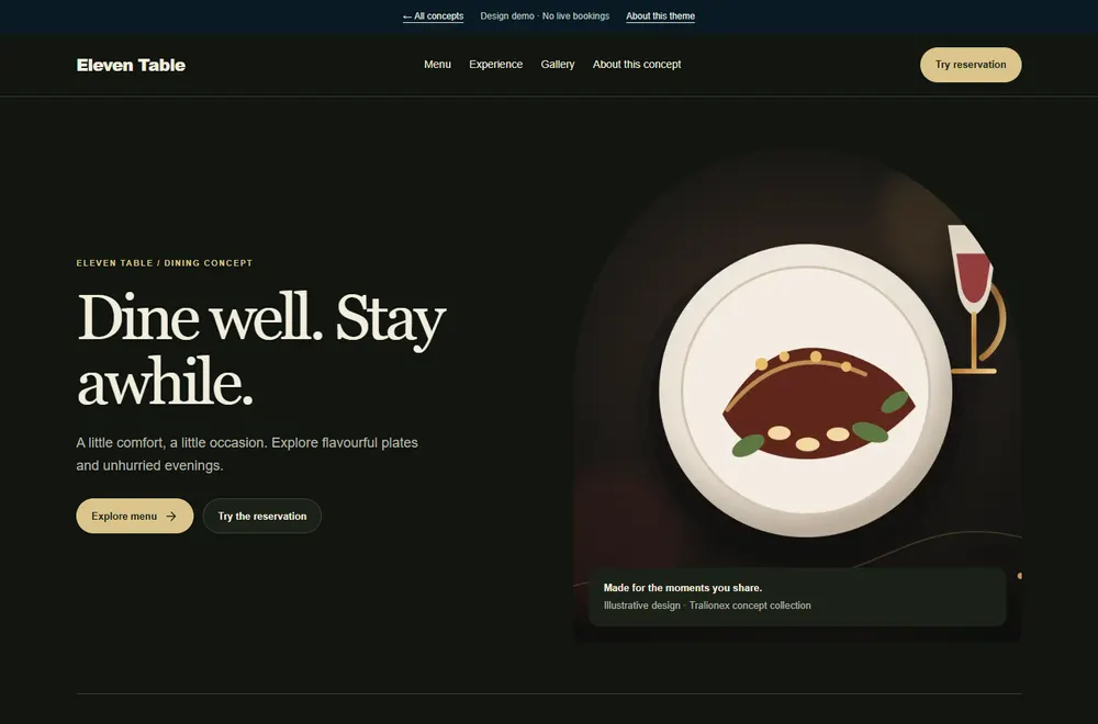 Eleven Table website concept